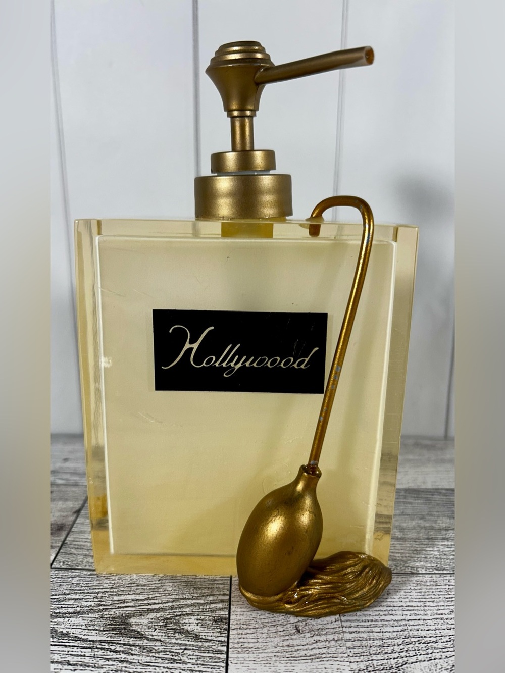 Hollywood Regency Decor Gold Resin Perfume Bottle Soap Lotion Dispenser Vintage